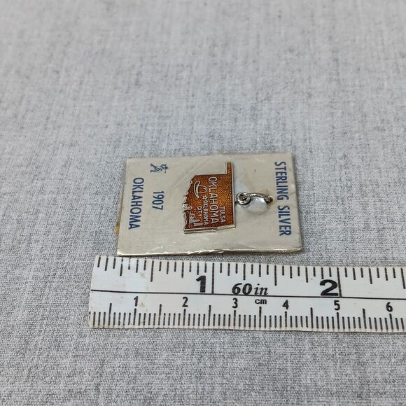 Oklahoma Sterling Silver Charm Vintage Jewelry Souvenir New Old Stock - Picture 6 of 6